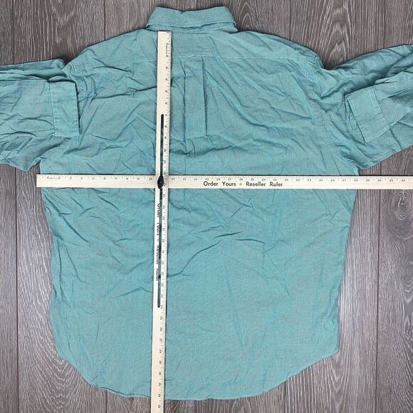 Ralph Lauren BLAKE Cotton Button Down Shirt Pony Long Sleeve Green White Checker - Picture 5 of 5